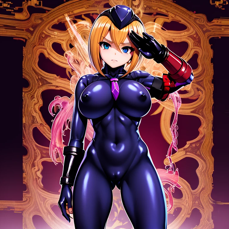 Masterpiece, Best Quality, Highly detailed, illustration, absurdres, street fighter, doll suit, shadaloo doll, nazi saluting, military, military saluting, salute, 3girls, team squad, expressionless, blank eyes, looking at viewer, red gloves, emotionless, black latex, corrution, zofa suit, zofa soldier, mind control, female combatant, full body, hypnotized, standing, standing at attention, unhappy trance, full body suit, leotard, perfect female body, brainwashed, bad end precure