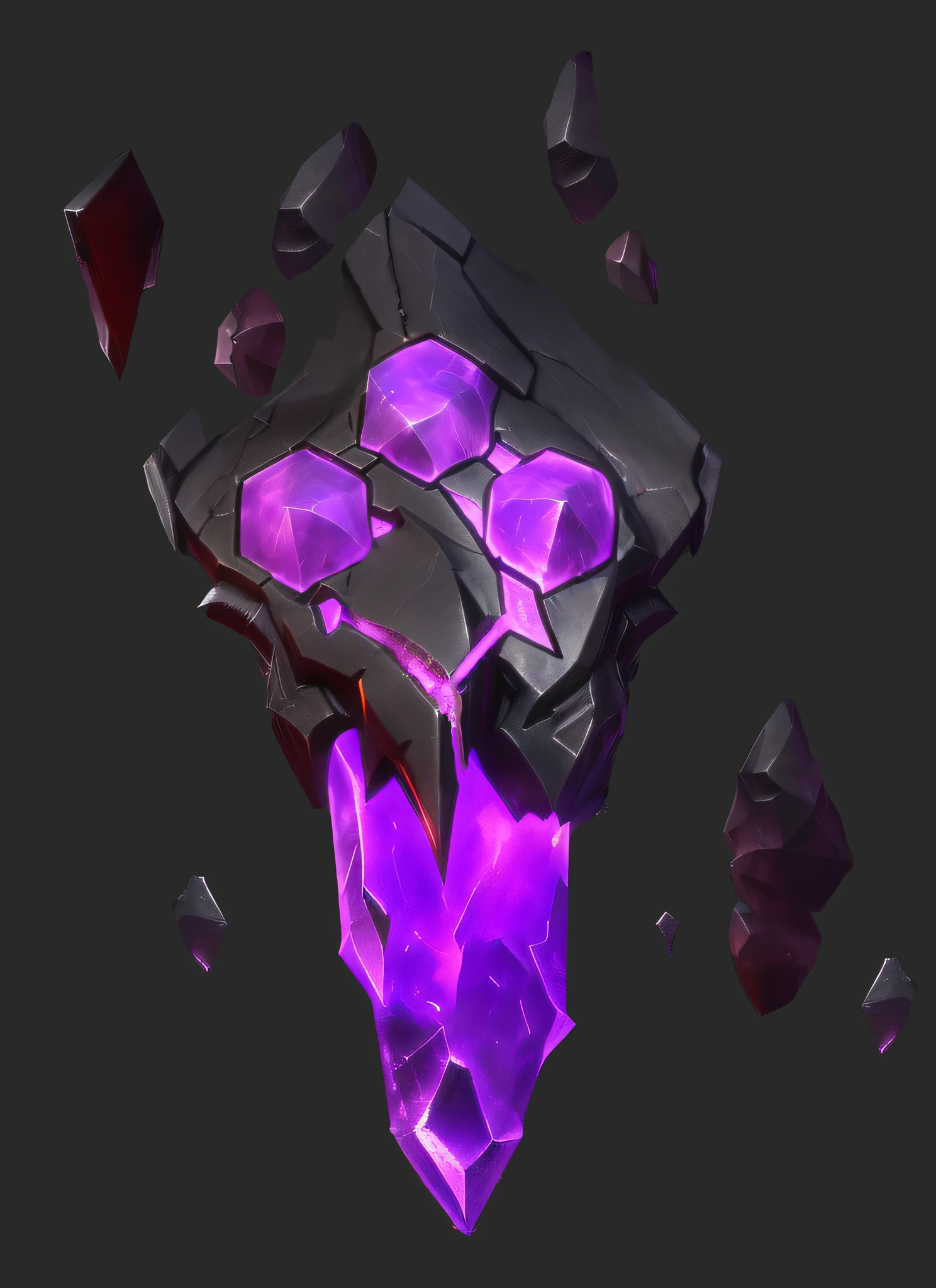 (Best quality,4K,A high resolution,tmasterpiece:1.6),Close-up of purple and black objects with red light, stone with runes, artifact dota2, purple shattered paint, stylized material bssrdf, stylized 3d，meteorite, Drawn in mysterious style, low poly elements!!!, 8k hd wallpaperjpeg artifact, 8k hd wallpaperjpeg artifact,フォトリアリスティック，Thick coating,Dark style，High degree of completion，Realisticstyle，