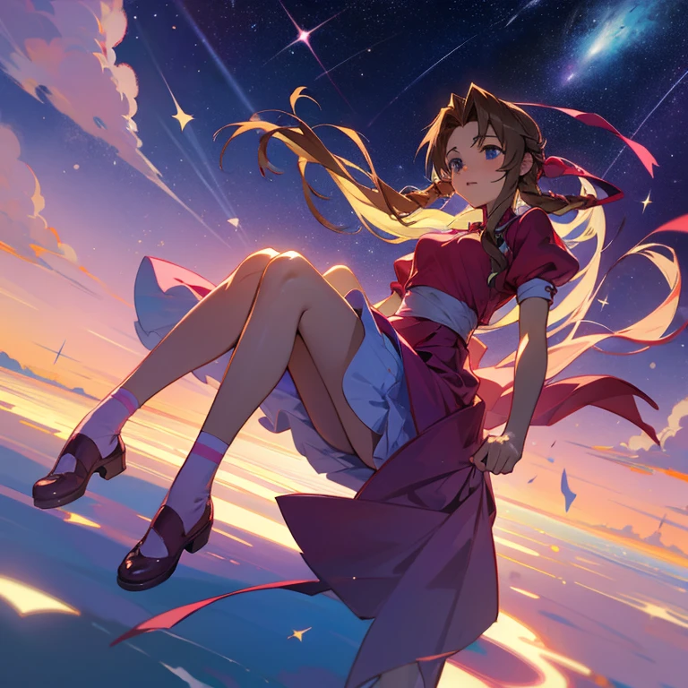 Aerith floating among the stars
