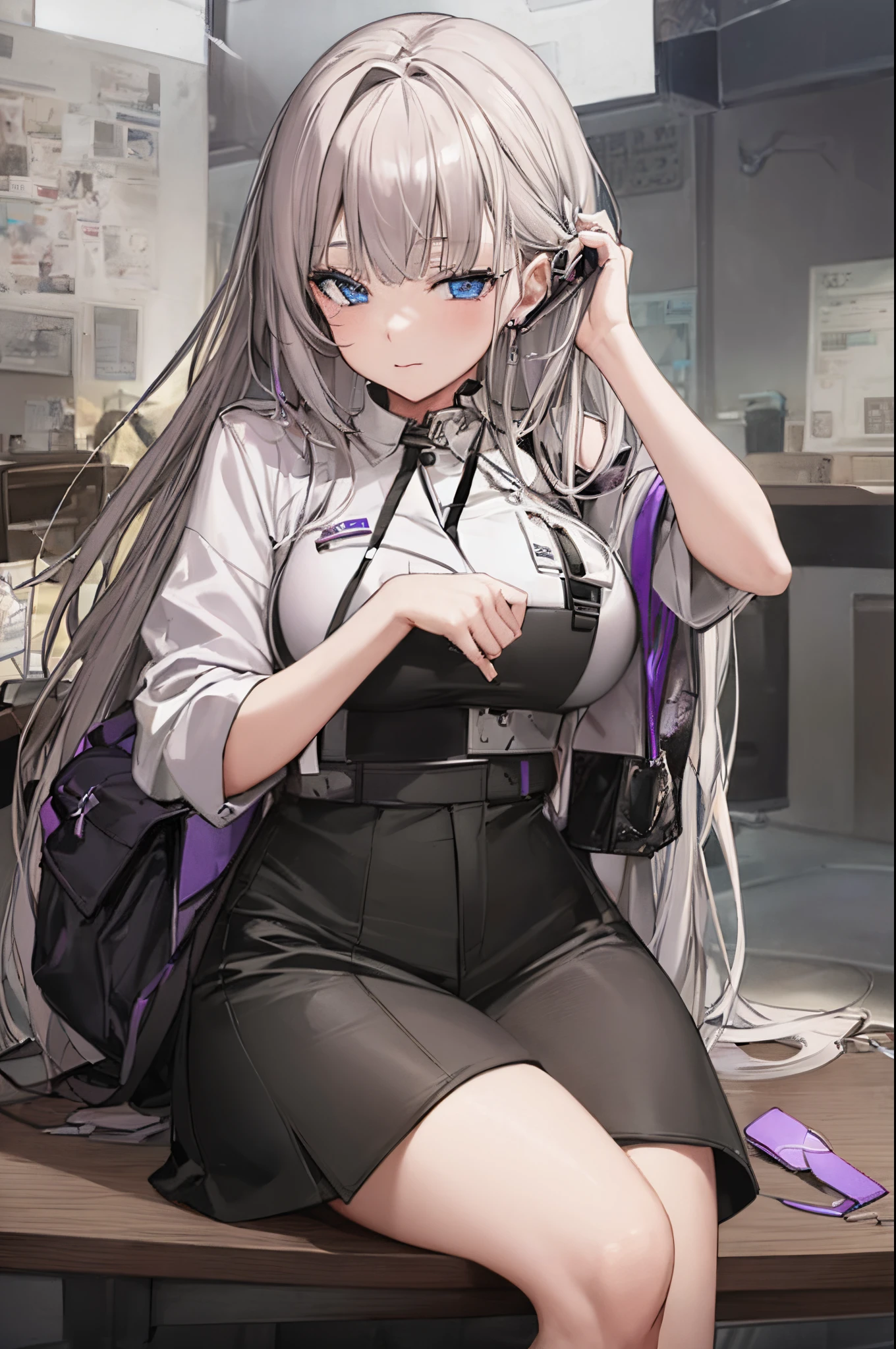 s Office、give advice、Put your hair over your ears、At work、Put your hands on the desk