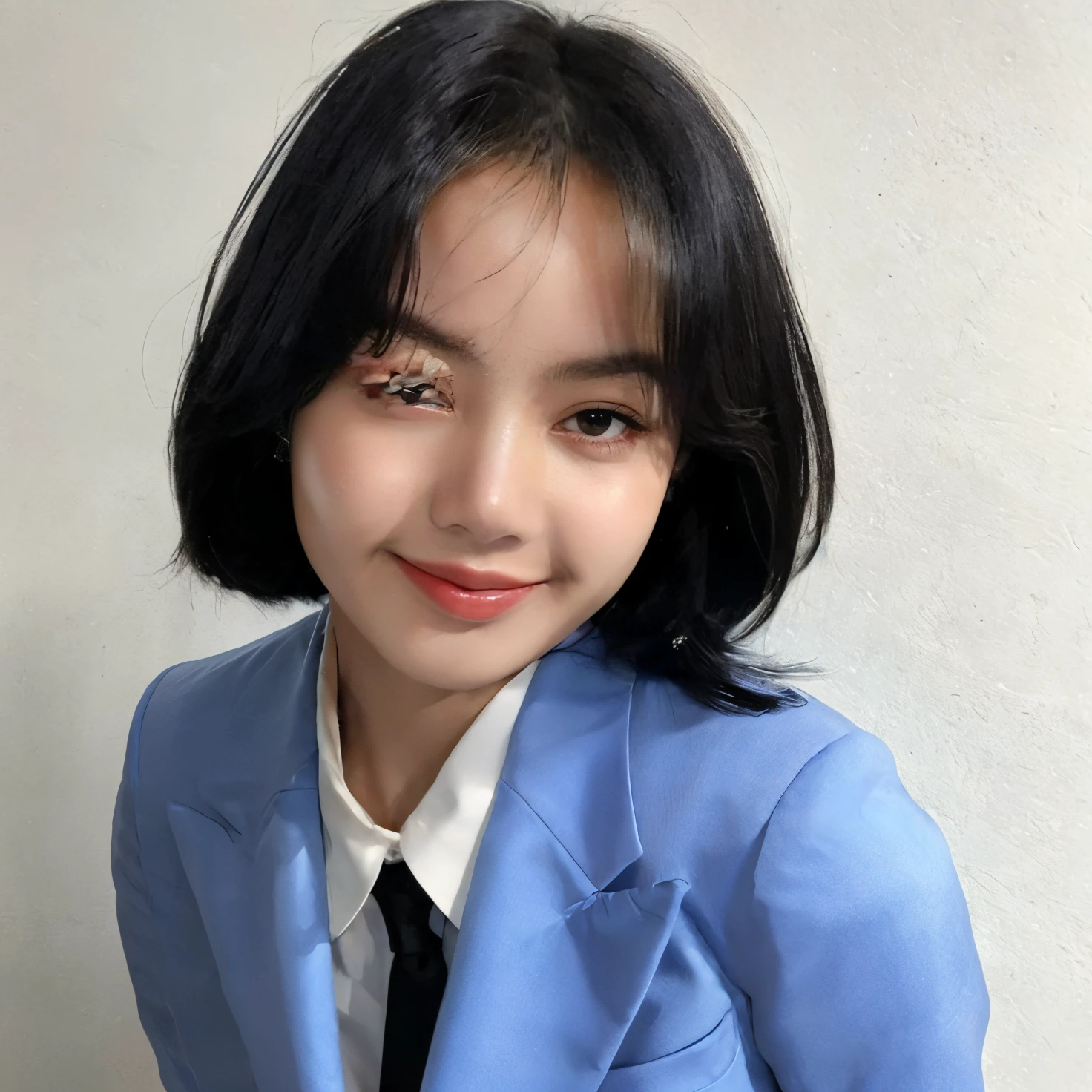 There is a woman in a blue suit and tie posing for a photo., Jaeyeon Nam, Foto de perfil de la foto de cabeza, Jinyoung Shin, Heonhwa Choe, Lee Ji - Eun, Lee Ji-eun, Taejune Kim, hwang se - on, con el pelo corto, dilraba dilmurat, Wan adorable cara coreana, Jiyun Chae, Kwak Ji Joven