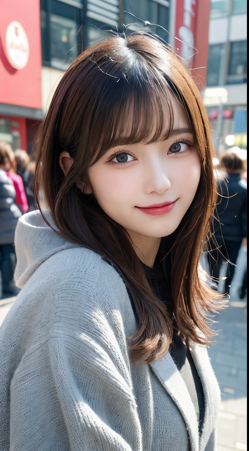 masutepiece, Best Quality, Illustration, Ultra-detailed, finely detail, hight resolution, 8K Wallpaper, Perfect dynamic composition, Beautiful detailed eyes,winter clothes ladies fashion,Very short hair,Small natural color lip, Bold sexy po,Smile,Harajuku、20 years girl、Cute、Sexy shot king at camera