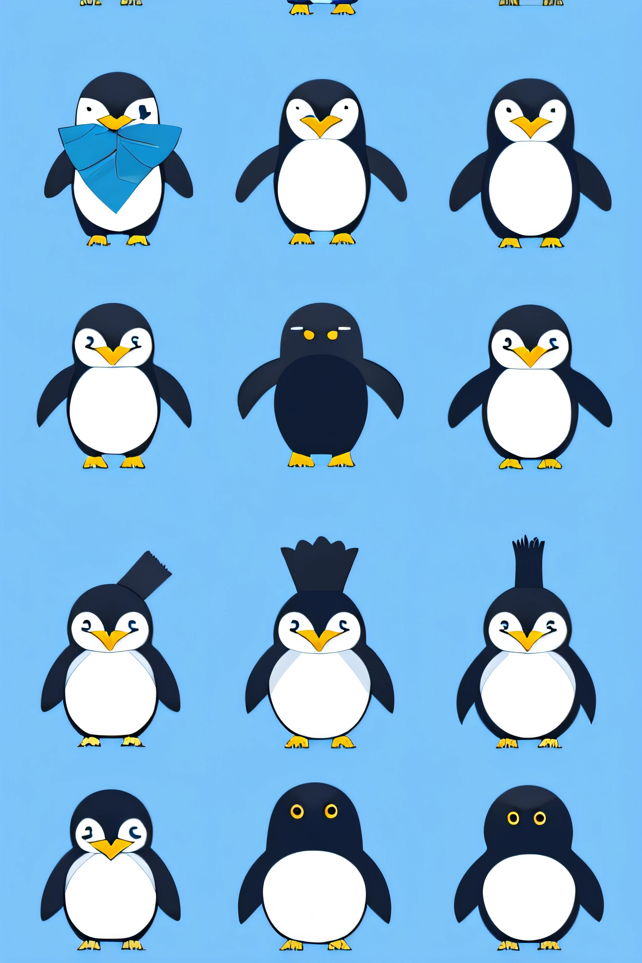 Illustration Characters、penguin、blue design、Illustration characters that can be used on SNS
