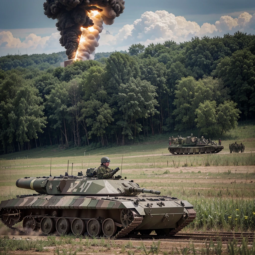 Russian Troops going under heavy artillery fire in a ukrainian field