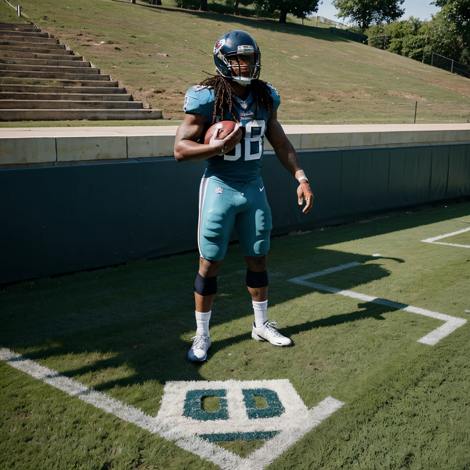 Tennessee Titans player standing on dead doplhin