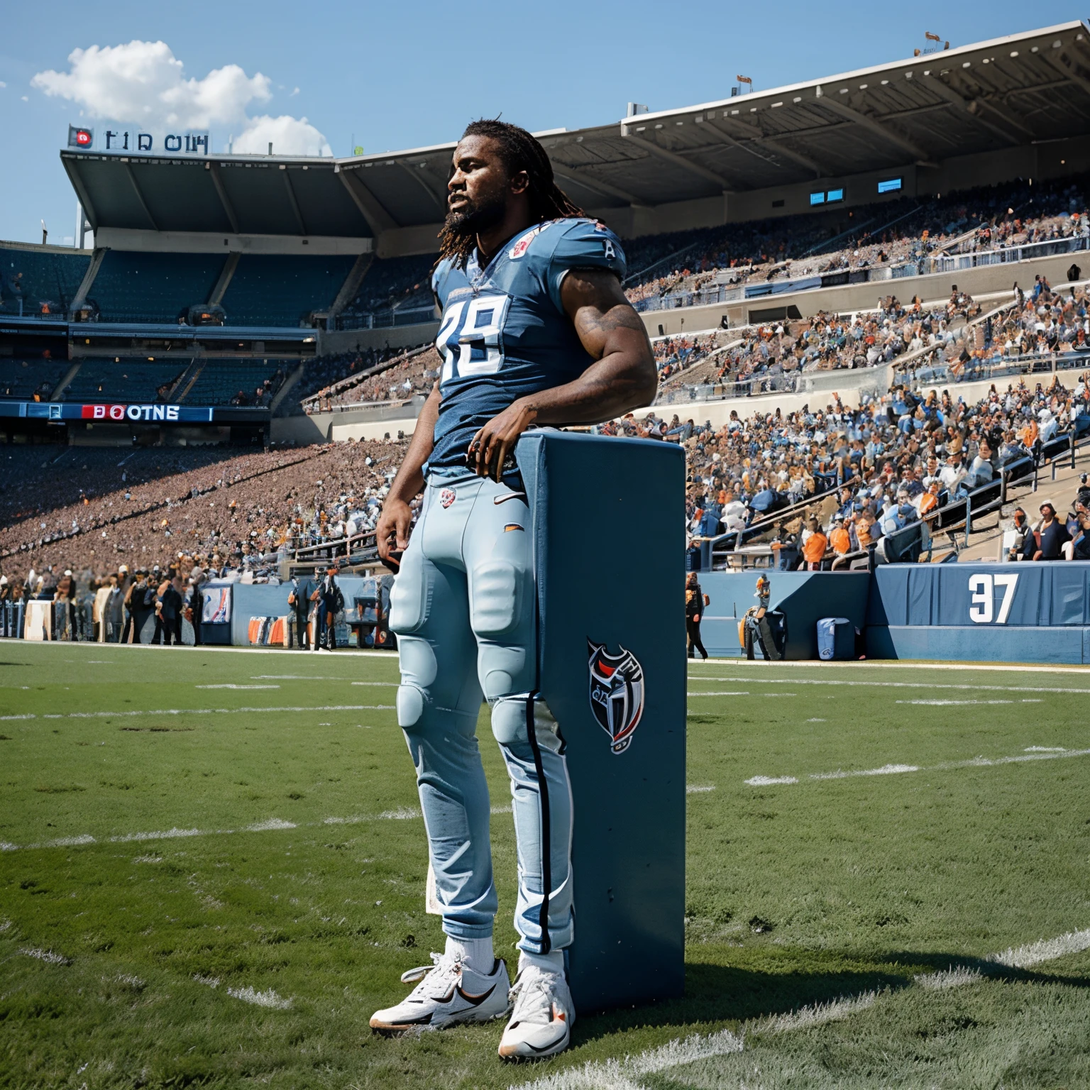 Tennessee Titans player standing on dead doplhin