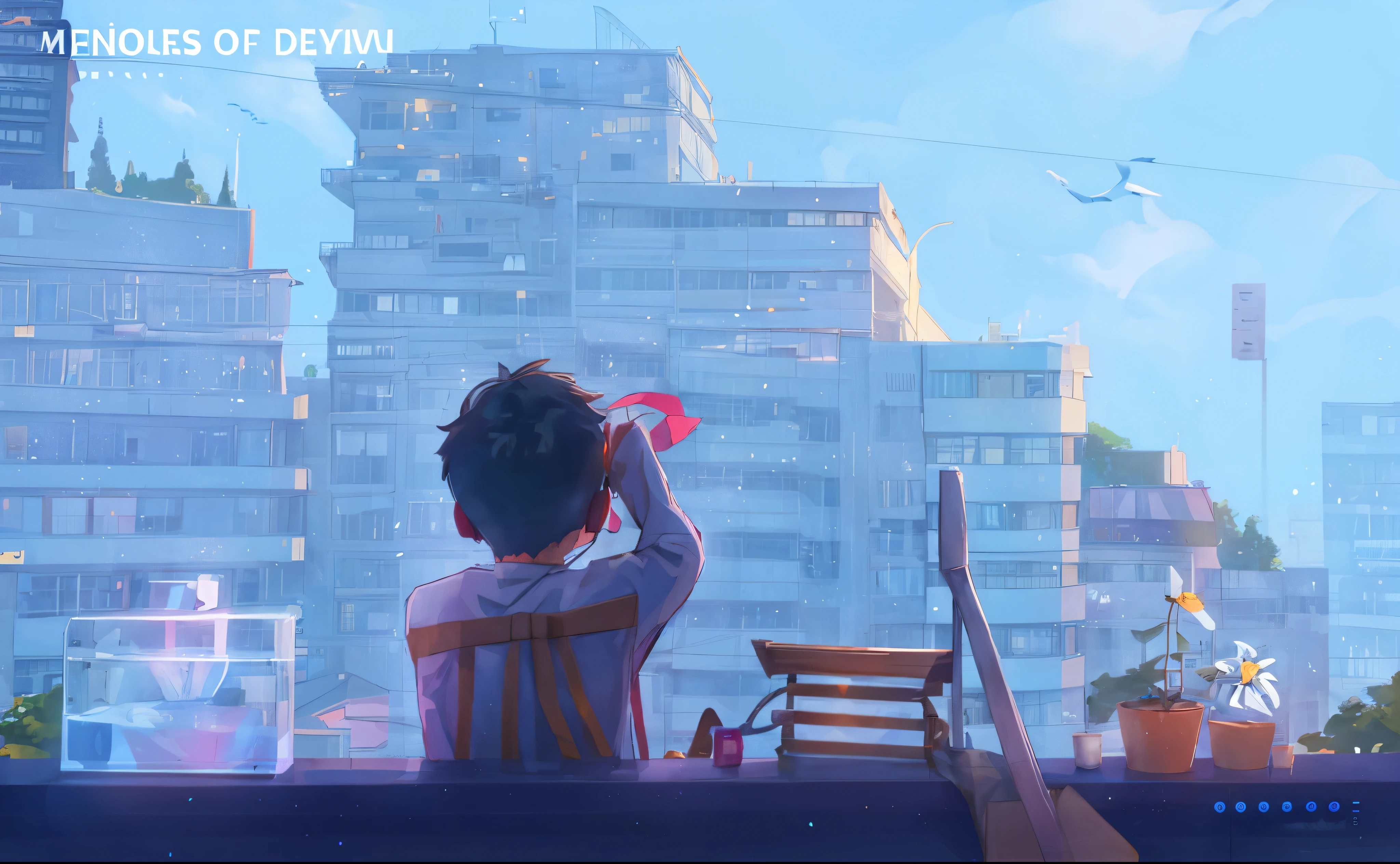 A boy leaning against the window, Listen to music, Anime background art, Xinhai sincerely, first person perspective, closeup cleavage, Best quality at best, high detal