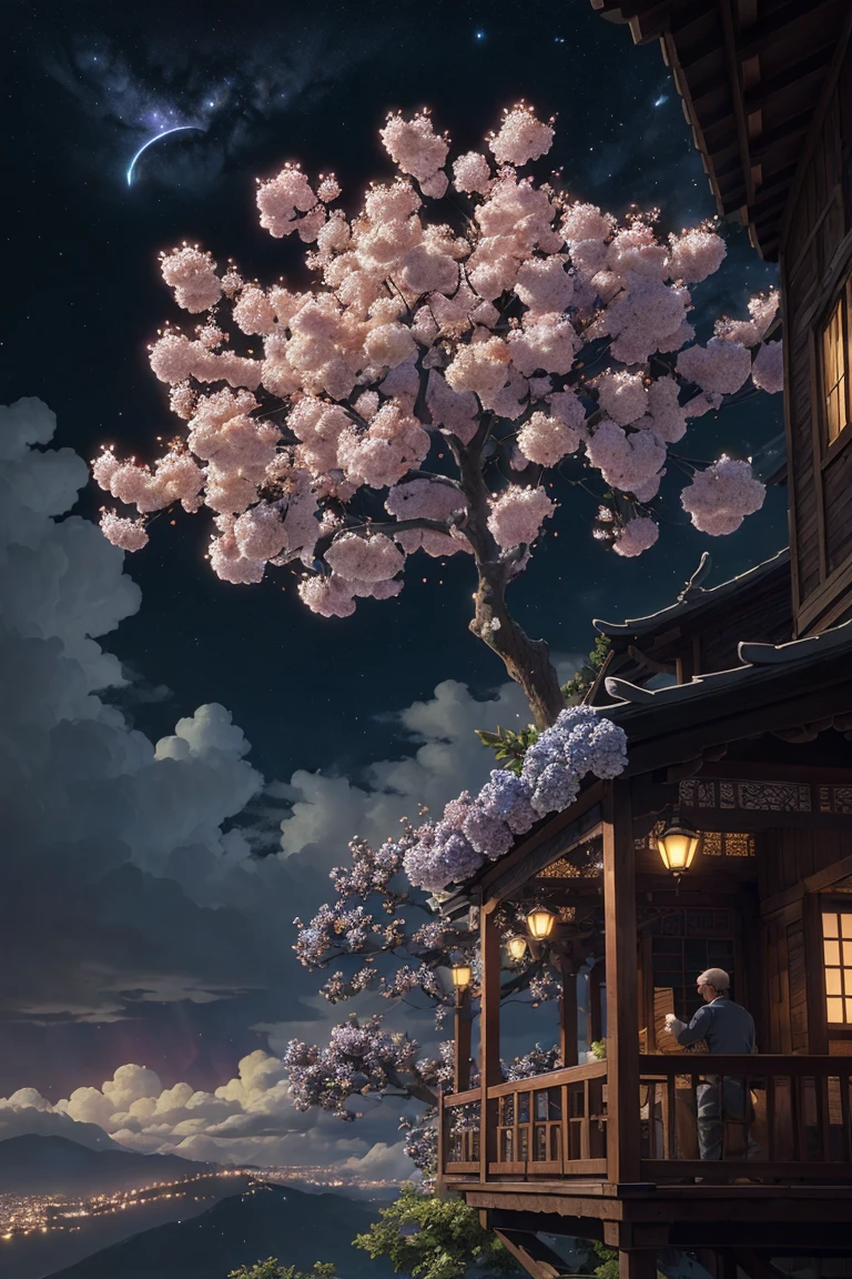 paint (strokes)+, atmosphere, intricate, clouds, aspect ratio 1:1, raytracing, Bokeh, smooth, (colorful), (detailed complex busy background: 0.8), hydrangea, repair drones, (night:1.4), Sharp Eyeliner, intricate details, hand on Chinese sword, beautiful, flat illustration, scenery, detail love, (ultra-detailed), day, photon mapping, ((intricate details)), ship wake, (The Peach Tree), crowd,