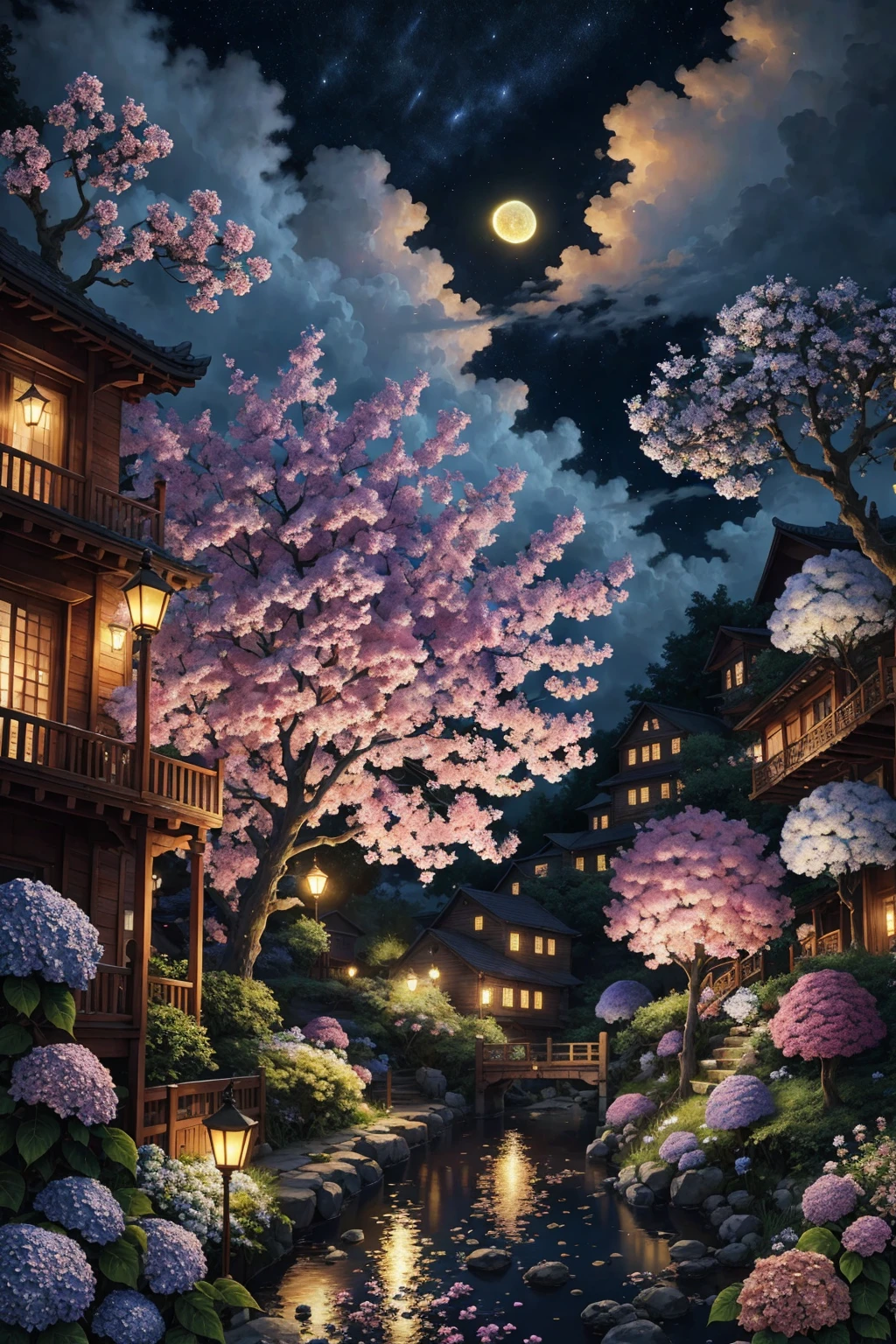paint (strokes)+, atmosphere, intricate, clouds, aspect ratio 1:1, raytracing, Bokeh, smooth, (colorful), (detailed complex busy background: 0.8), hydrangea, repair drones, (night:1.4), Sharp Eyeliner, intricate details, hand on Chinese sword, beautiful, flat illustration, scenery, detail love, (ultra-detailed), day, photon mapping, ((intricate details)), ship wake, (The Peach Tree), crowd,
