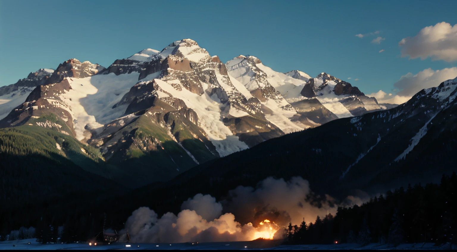 A train moving across a mountain