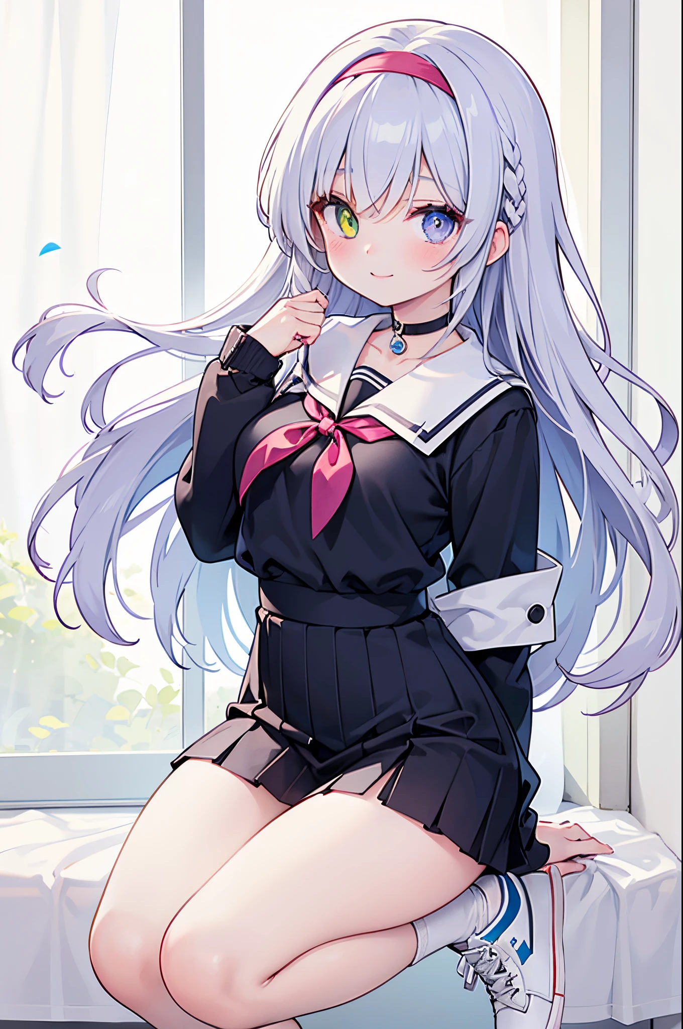 masterpiece, best quality, lens flare, depth of field,
1girl, sitting, close-up,flower hair ornament, (white hair, long hair:1.2), cat ears, aqua eyes, seifuku,serafuku, sailor collar, pleated skirt, No shoes,black Shiny pantyhose,black pantyhose,
crying, (:3:1.2), open mouth, tears,
<lora:blackpantyhose:0.55>