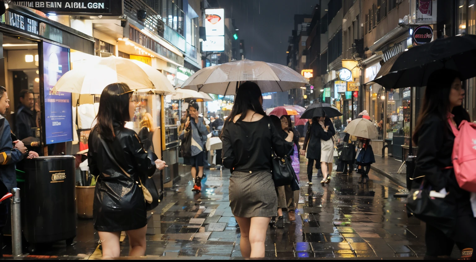 People holding umbrellas walking on the street in the rain,