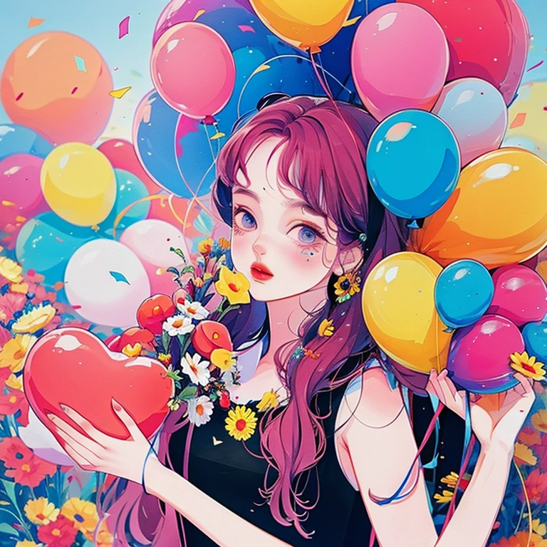 yxycolor，1girll， Balloons