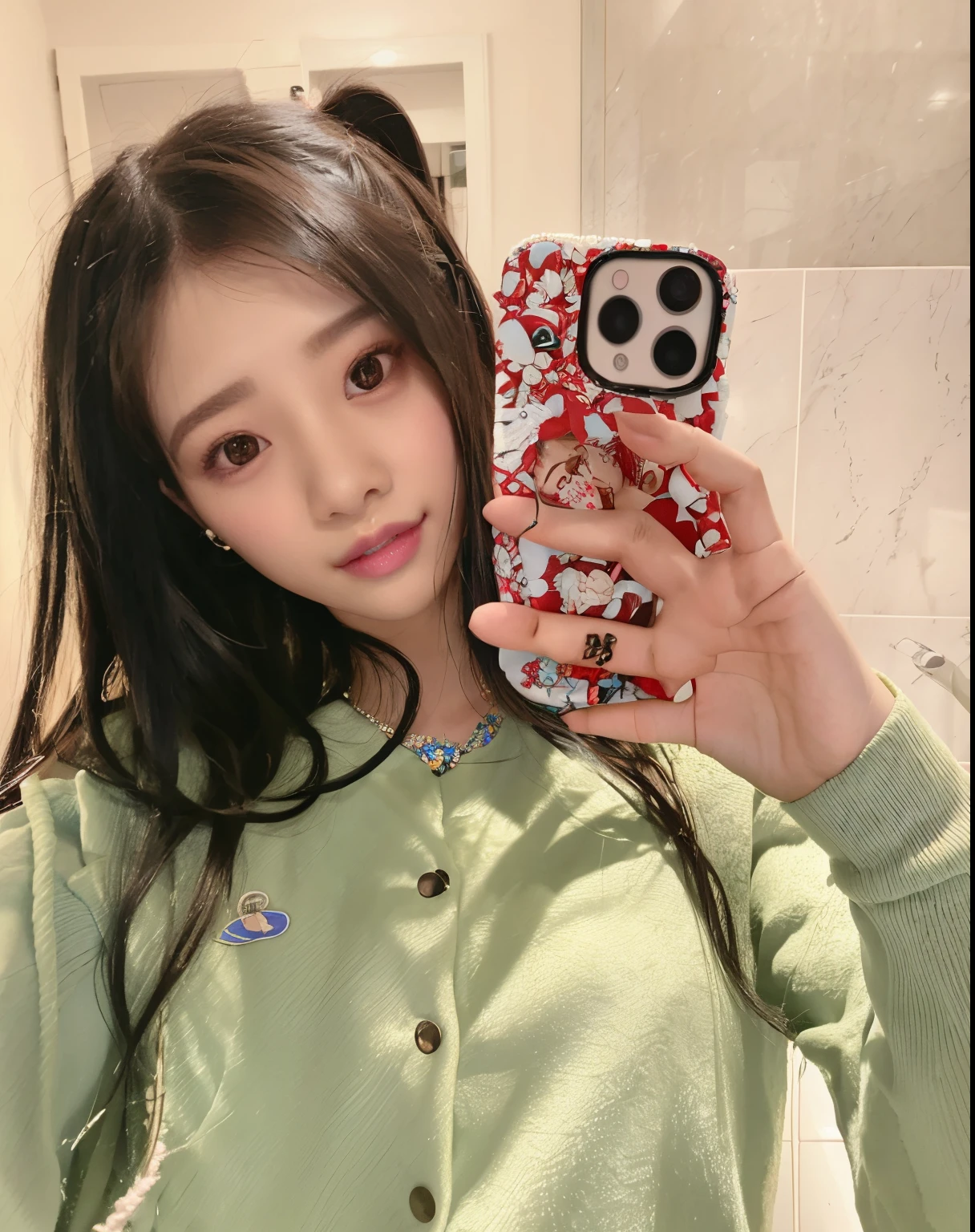 araffe girl taking a selfie with her cell phone in a bathroom, jisoo of blackpink, ulzzang, jisoo from blackpink, jinyoung shin, tzuyu from twice, blackpink jennie, heonhwa choe, taejune kim, kim doyoung, jaeyeon nam, jossi of blackpink, portrait jisoo blackpink, roseanne park of blackpink, profile pic