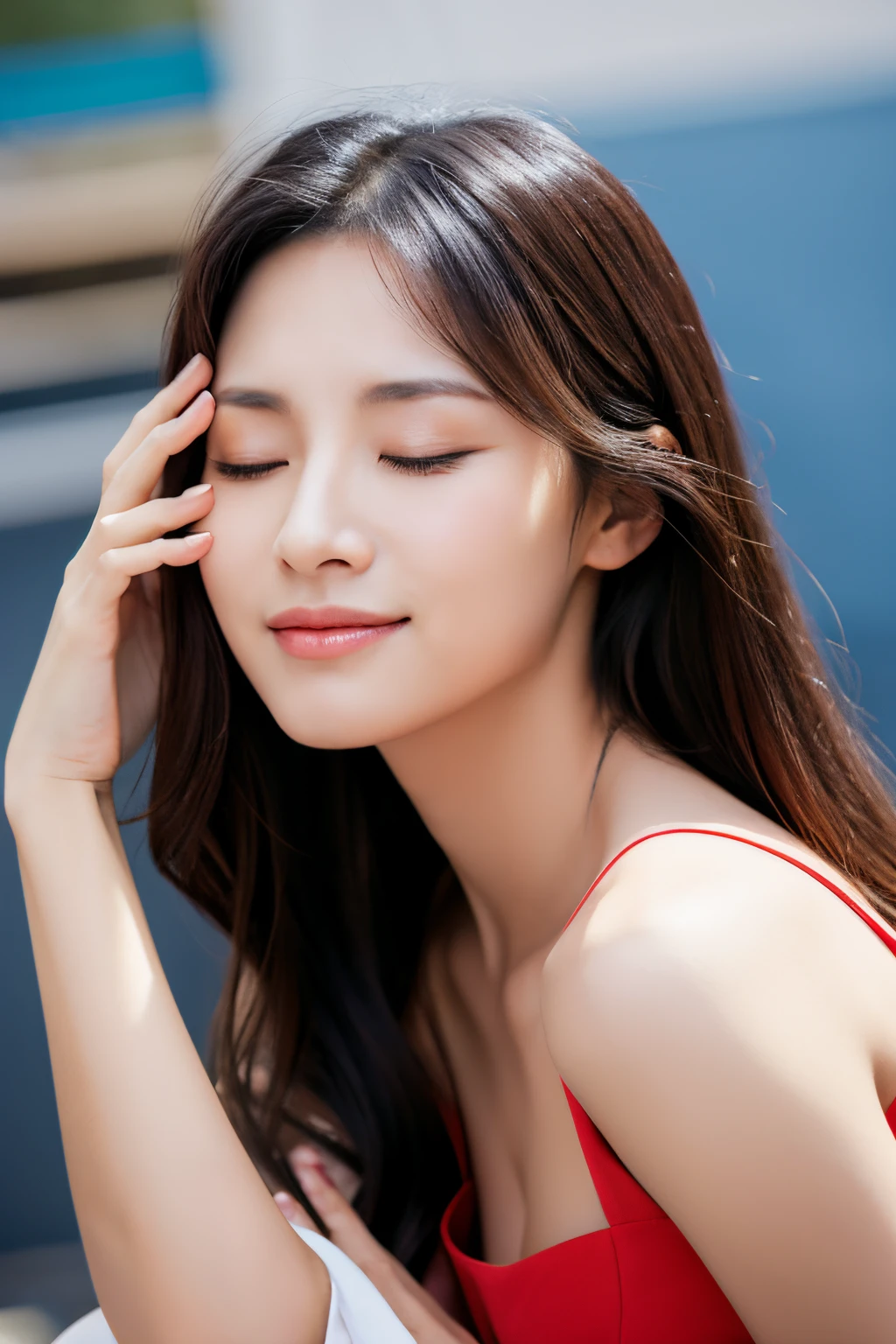 beautiful woman with eyes closed