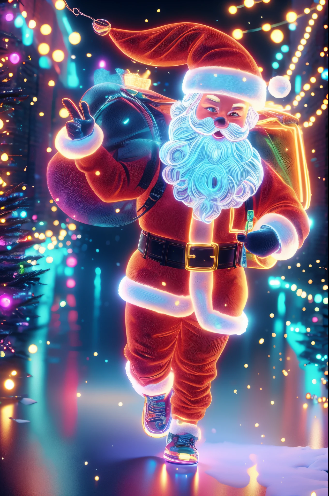 1 transparent glowing cute Santa backpack gift