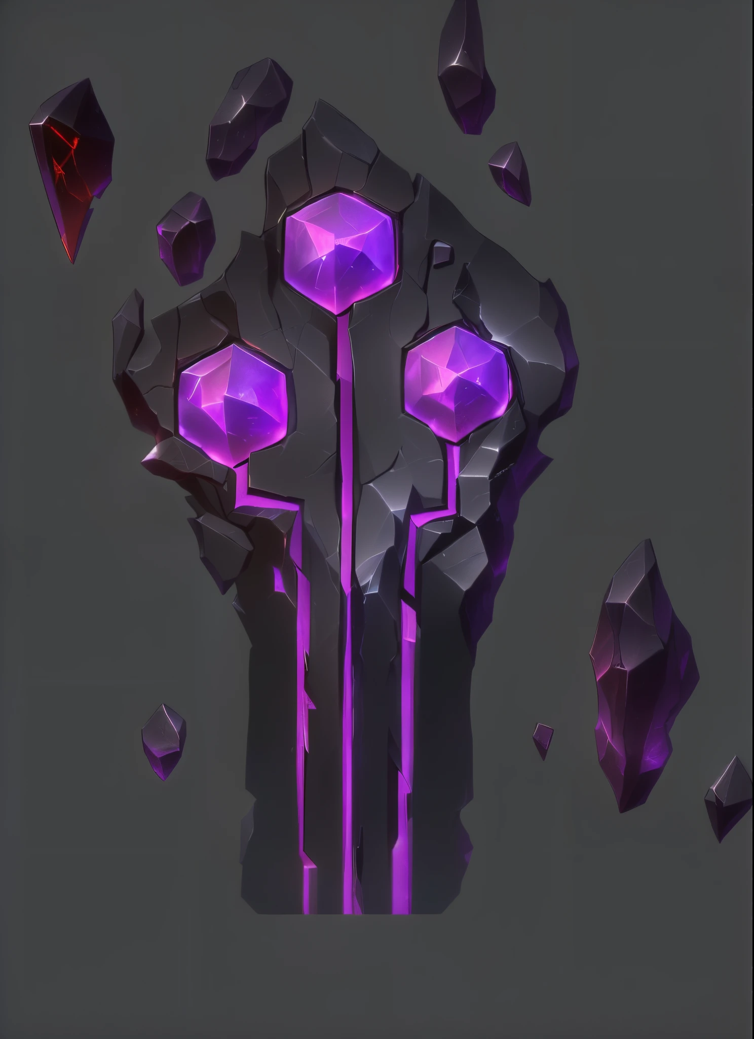 (Best quality,4K,A high resolution,tmasterpiece:1.6),Close-up of purple and black objects with red light, stone with runes, artifact dota2, purple shattered paint, stylized material bssrdf, stylized 3d，meteorite, Drawn in mysterious style, low poly elements!!!, 8k hd wallpaperjpeg artifact, 8k hd wallpaperjpeg artifact,フォトリアリスティック，Thick coating,Dark style，High degree of completion，Realisticstyle，