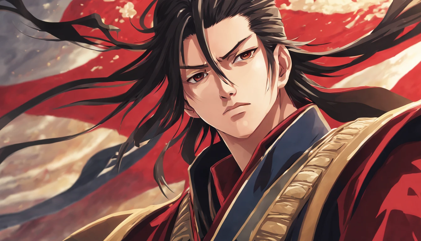 Young military commander Oda Nobunaga,Beautiful Boys,up of face,Anime style,Best Quality,