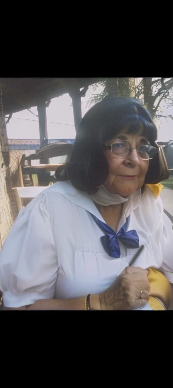 Cartoon of woman with yellow dress and glasses, Peggy Hill, Inspired by Hilda Annetta Walker., Tina Belcher as a Real Person, grandmother, Inspired by Hilda May Gordon, Characters based on Haggis, Gertrude, Jenny Savile, grandam, from family members, Tina Belcher, Annato Finnstark, Ann Long