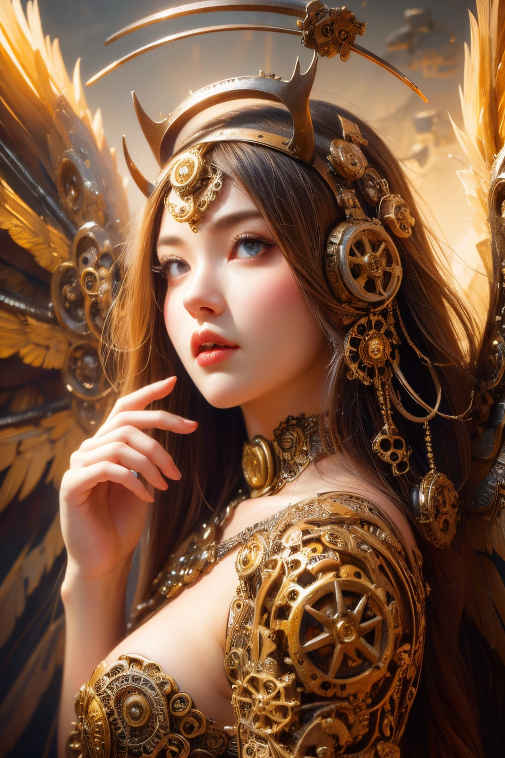 1girl,steampunk,gear wheel