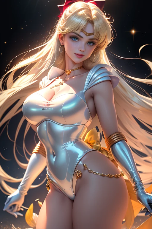 cheio: 1.3, stand, master part, 。...3d, Realistic, foto ultra-micro, Qualidade Superior, ultra detalhado CG unidade 8k papel de parede, de baixo, detalhes intrincados, (1 female), 18 anos, (SV1, Uniforme Sailor Senshi, saia laranja, luvas de cotovelo, head gear, colar laranja do marinheiro, red bow, Gargantilha Laranja, luvas brancas, jewelries), incrivelmente longo reta loira muito brilhante: 1.2, Brilhante e bonito cabelo loiro liso longo: 1.2, Sailor Venus, Minako Aino, Aparentemente um uniforme de marinheiro Chiseki, Minissaia plissada sexy laranja cintilante: 1.3, (The blue bow in the center of the chest too big: 1.4, Cocar de ouro na testa: 1.5, Use luvas laranjas nos cotovelos: 1.1, bare arm: 1.1, Bota longa esmaltada laranja na altura do joelho,Detalhes dourados luxuosos: 1.3, Gola laranja larga saturada, Colar de marinheiro laranja saturado, The red bow on the back of the head too big: 1.1, Long gloves of white latex,Decorado com detalhes dourados luxuosos: 1.3, Very large yellow bow at the back of the waist: 1.1, Gargantilha Laranja, Parece sexy e ousado, orange heart-shaped earrings)),
((sorriso sedutor, cara muito bonita olhar, detalhes do rosto: 1.5, olhos azuis brilhantes, beautiful face, Olhos bonitos, olhos brilhantes, thin lips: 1.3, fino, sharp pale eyebrows, long dark eyelashes, Double eyelashes)), Joias de ouro de luxo, (Very slim fit high gloss white holographic leather: 1.3), Sexy and bold high gravel dressing room, (postura de luta), Asas brancas enormes, musculoso, abdominais musculares, Rosto pequeno, Seios enormes, perfectly proportions, cintura fina, pose de modelo sexy, visible pores, perfect hands: 1.5, octane rendering, very dramatic images, Luz natural intensa, sunlight, exquisite lighting and shadows, Dynamic angles, Harpa SLR digital, foco: 1.0, Maximum clarity and sharpness(Teologia dourada, Heartstorm space background, Gold Chain Dynamic Background, Homem de Ouro: 1.2, cabelos dourados, Venus, luar, lua, Dynamic background, DetalhadoAntecedentes))