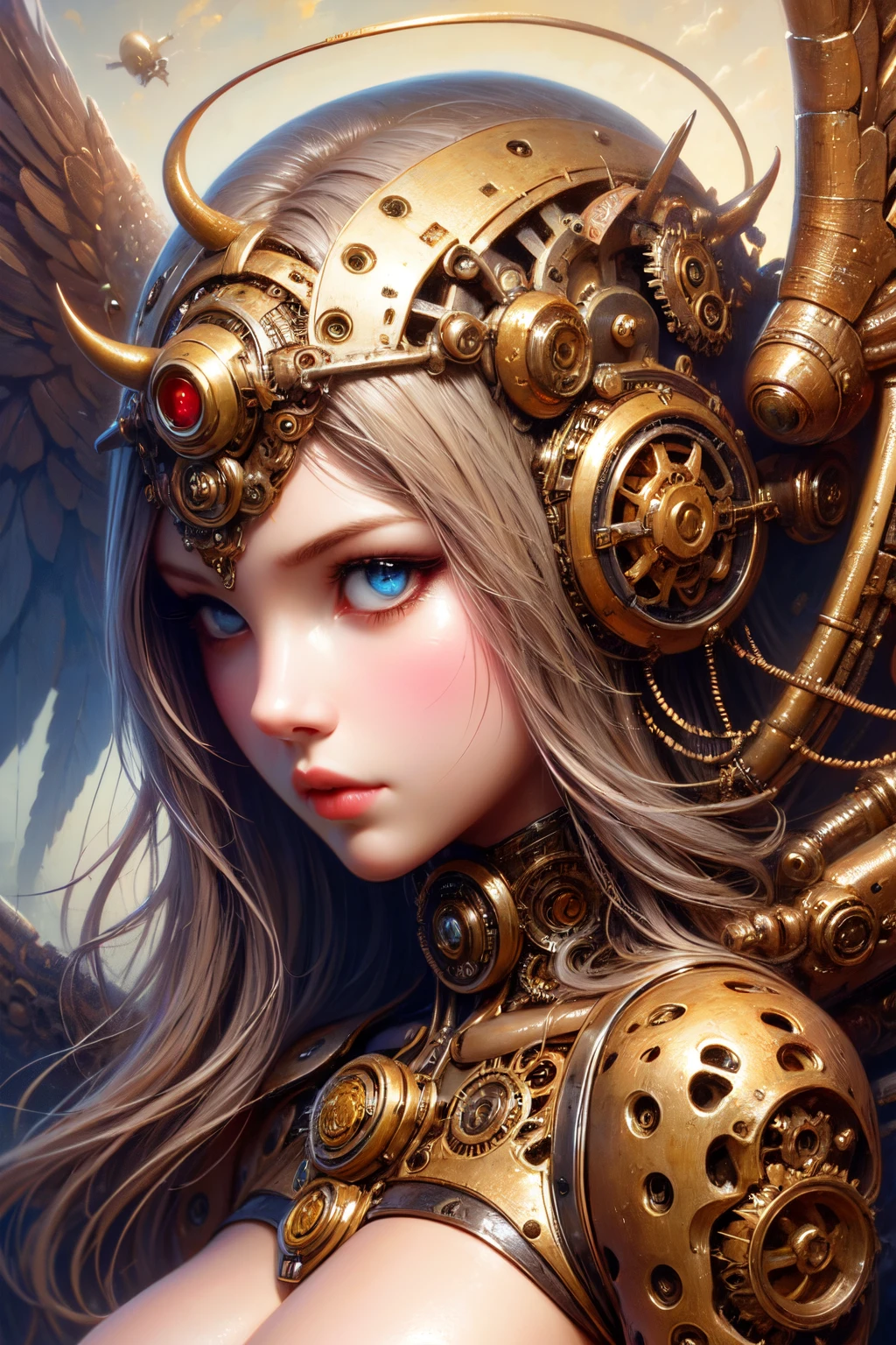 1girl,steampunk,gears