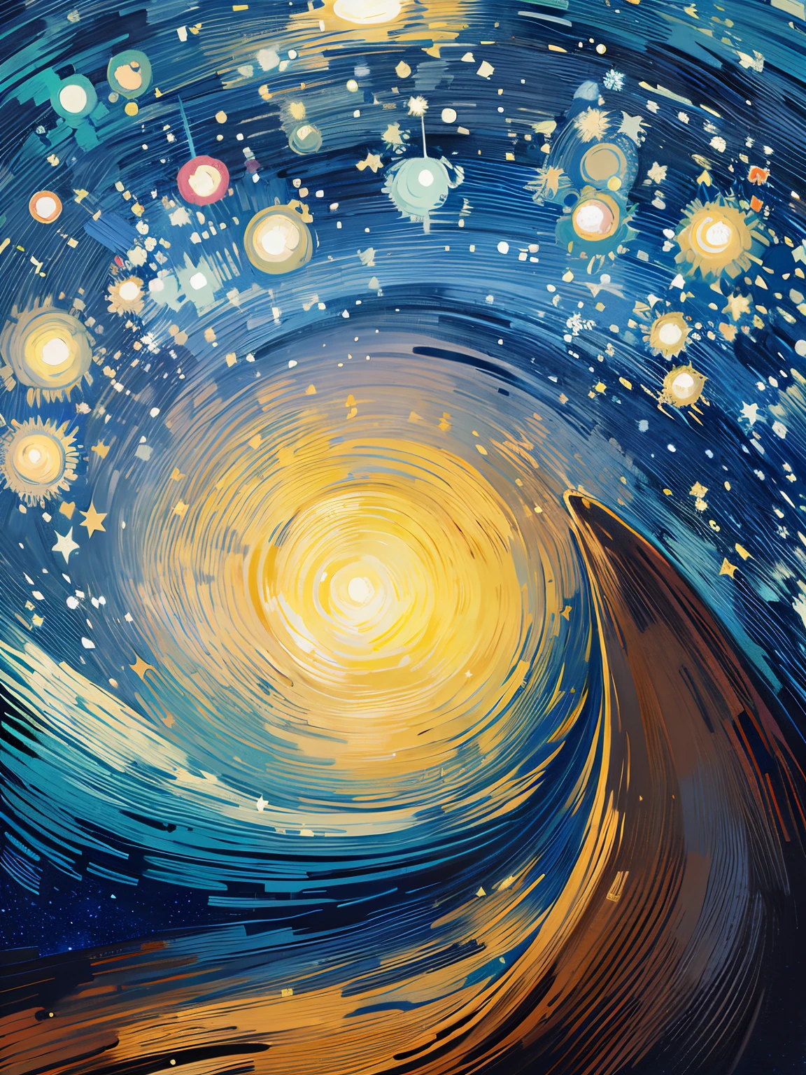 Artist Mark Van Gogh's《star night》Painting, inspired by Vincent Di Fate, Inspired by Vincent Poulos, Inspired by Vincent Pepi, style of van gogh starry night, star night, On a starry night, Inspired by Vincent van Gogh, Inspired by Van Gogh, van gogh art style, star night, Van Gogh style