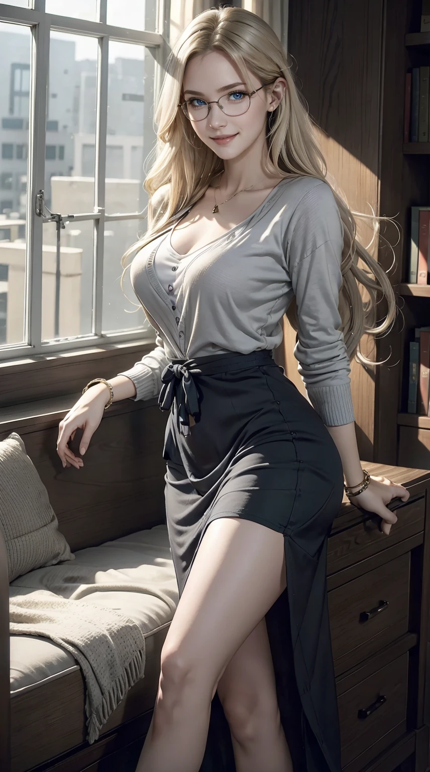 A 60 year old attractive woman, full body high quality, long beautiful hair, skirt, provoking the viewer,housewife,  graphic, high quality, with long, beautiful hair, protruding breasts,attractive pose,beautiful hands and feet, beautiful legs, showing off those beautiful thighs,sitting position