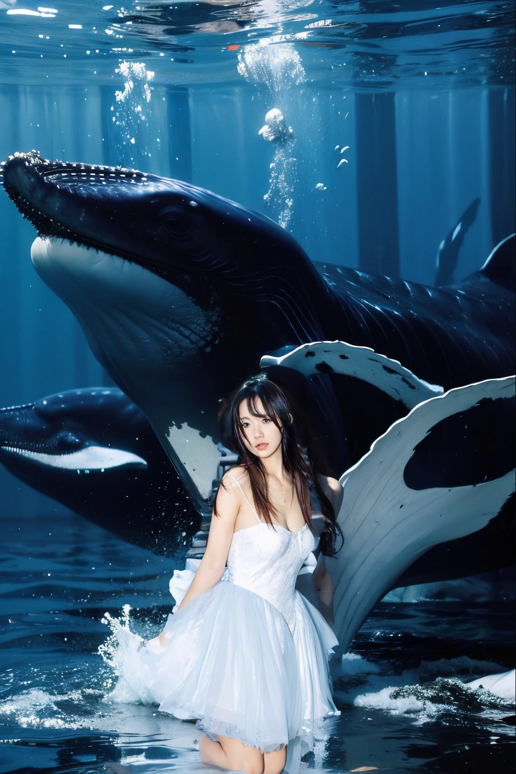 Underwater world,whales,shock