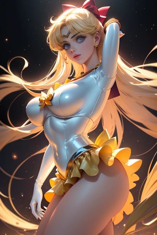 cheio: 1.3, stand, master part, 。...3d, Realistic, foto ultra-micro, Qualidade Superior, ultra detalhado CG unidade 8k papel de parede, de baixo, detalhes intrincados, (1 female), 18 anos, (SV1, Uniforme Sailor Senshi, saia laranja, luvas de cotovelo, head gear, colar laranja do marinheiro, red bow, Gargantilha Laranja, luvas brancas, jewelries), incrivelmente longo reta loira muito brilhante: 1.2, Brilhante e bonito cabelo loiro liso longo: 1.2, Sailor Venus, Minako Aino, Aparentemente um uniforme de marinheiro Chiseki, Minissaia plissada sexy laranja cintilante: 1.3, (The blue bow in the center of the chest too big: 1.4, Cocar de ouro na testa: 1.5, Use luvas laranjas nos cotovelos: 1.1, bare arm: 1.1, Bota longa esmaltada laranja na altura do joelho,Detalhes dourados luxuosos: 1.3, Gola laranja larga saturada, Colar de marinheiro laranja saturado, The red bow on the back of the head too big: 1.1, Long gloves of white latex,Decorado com detalhes dourados luxuosos: 1.3, Very large yellow bow at the back of the waist: 1.1, Gargantilha Laranja, Parece sexy e ousado, orange heart-shaped earrings)),
((sorriso sedutor, cara muito bonita olhar, detalhes do rosto: 1.5, olhos azuis brilhantes, beautiful face, Olhos bonitos, olhos brilhantes, thin lips: 1.3, fino, sharp pale eyebrows, long dark eyelashes, Double eyelashes)), Joias de ouro de luxo, (Very slim fit high gloss white holographic leather: 1.3), Sexy and bold high gravel dressing room, (postura de luta), Asas brancas enormes, musculoso, abdominais musculares, Rosto pequeno, Seios enormes, perfectly proportions, cintura fina, pose de modelo sexy, visible pores, perfect hands: 1.5, octane rendering, very dramatic images, Luz natural intensa, sunlight, exquisite lighting and shadows, Dynamic angles, Harpa SLR digital, foco: 1.0, Maximum clarity and sharpness(Teologia dourada, Heartstorm space background, Gold Chain Dynamic Background, Homem de Ouro: 1.2, cabelos dourados, Venus, luar, lua, Dynamic background, DetalhadoAntecedentes))