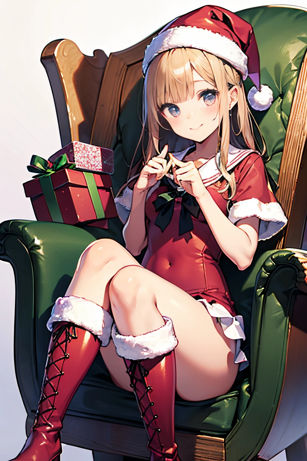 top-quality、Full limbs、complete fingers、Slender beauty、ssmile、Wearing a school swimsuit、pink sailor school water、knee high、Wear long boots、Christmas 、Santa wearing a pink costume、Christmas sleigh ride