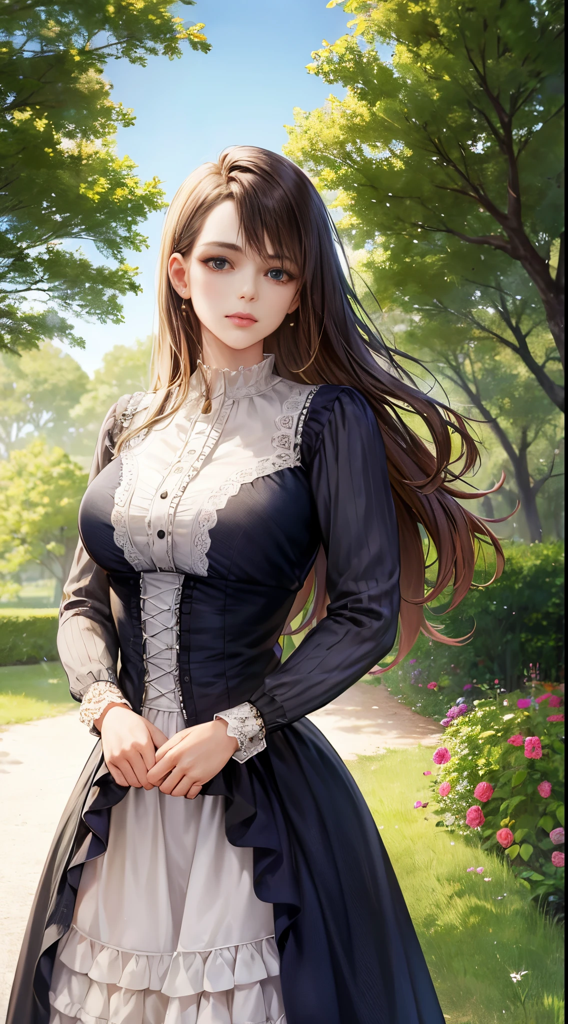 western fantasy，victoriana，A beautyful girl，Stood up，Casual wear and clothing，No hats