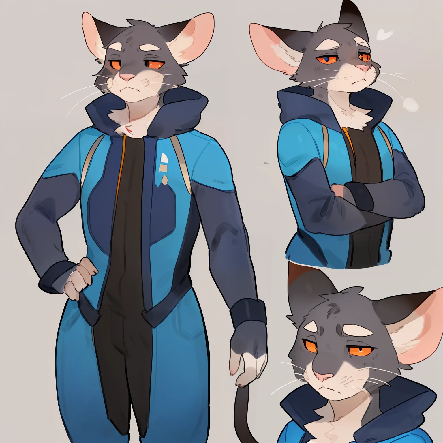 Alone, male people, Permanent, (((ratz, Stinky, Skrunkley, curvy whiskers, notched ears, big eyebrows, Pink nose, Dark gray fur, Tired eyes, vred, sclera))), dark circles hair, short detailed hair, messy hair), ((blue spacesuit)), ((by Schmuzzo)), author:Flash Trap Boy, by spiked sledgehammer, (((by bebebebebe, By Buta99))), (((Detailed hands, well drawn hands))), A detailed eye, dark circles, sleepy, alleys