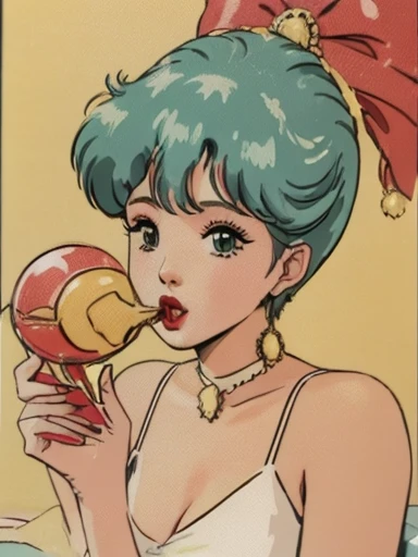 Lady、Emi、makeup、red-lips、Taking a bubble bath、While sipping champagne、soap bubble foam