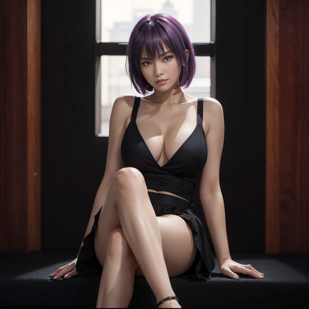 "AYANE" (best quality,ultra-detalhado,Realistic:1.37), retrato, Detailed eyes and facial features, olhos castanhos, textura de pele delicada e suave, Corpo Perfeito, textura ultra realista, maquiagem perfeita, batom vermelho,  serious look, cores vivas, maquiagem vermelha em volta dos olhos, cores vivas