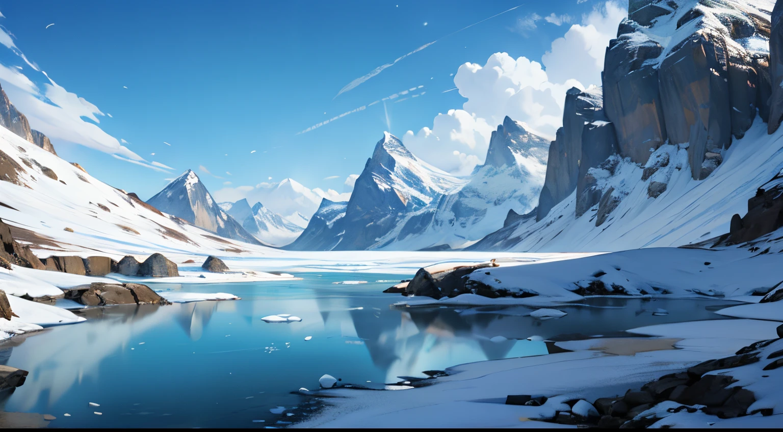 An endless glacial lake,A compass-like thing was found under the 。