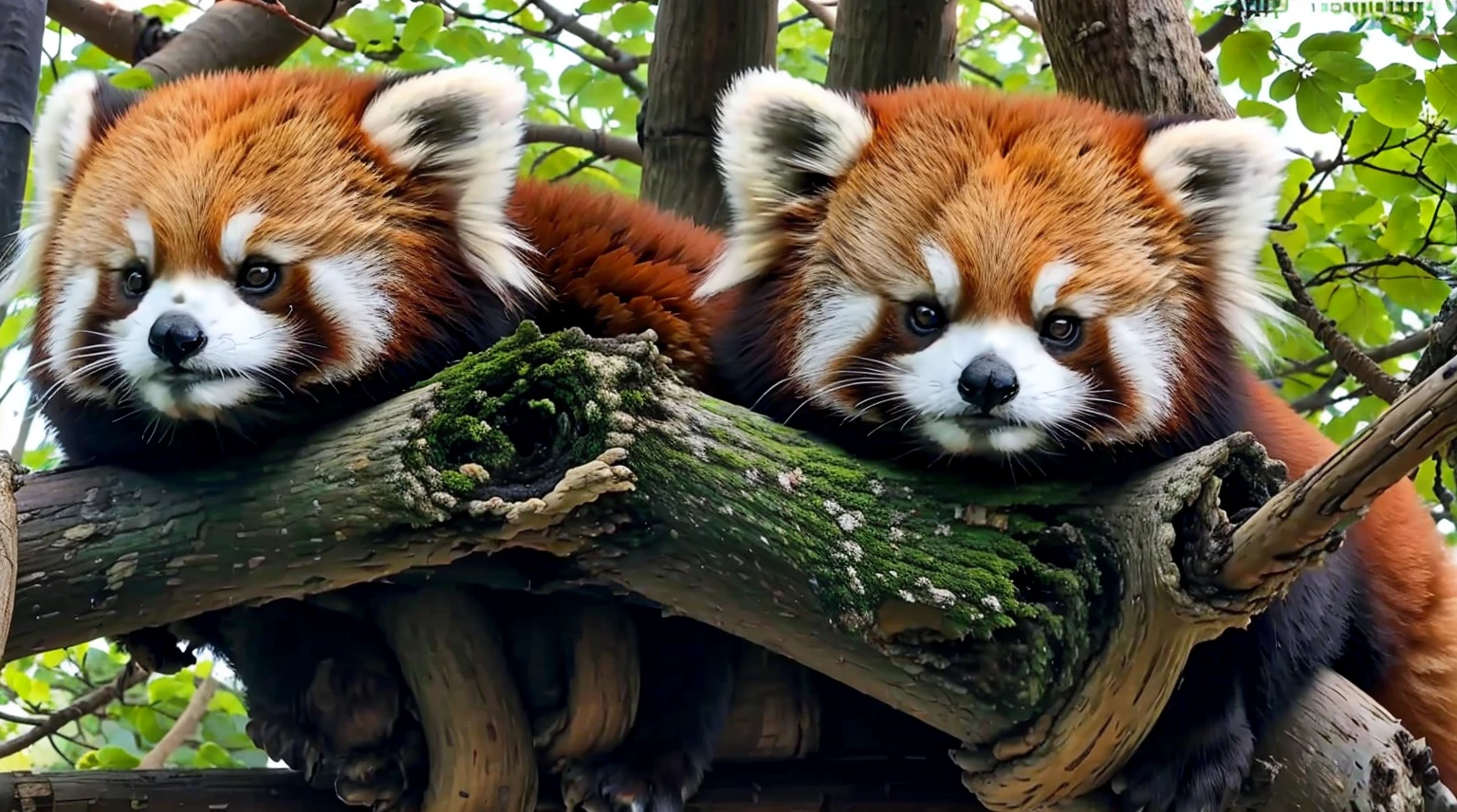 Red panda, animal photo, not human, cute,reality,on the tree,high quality, best quality, masterpiece