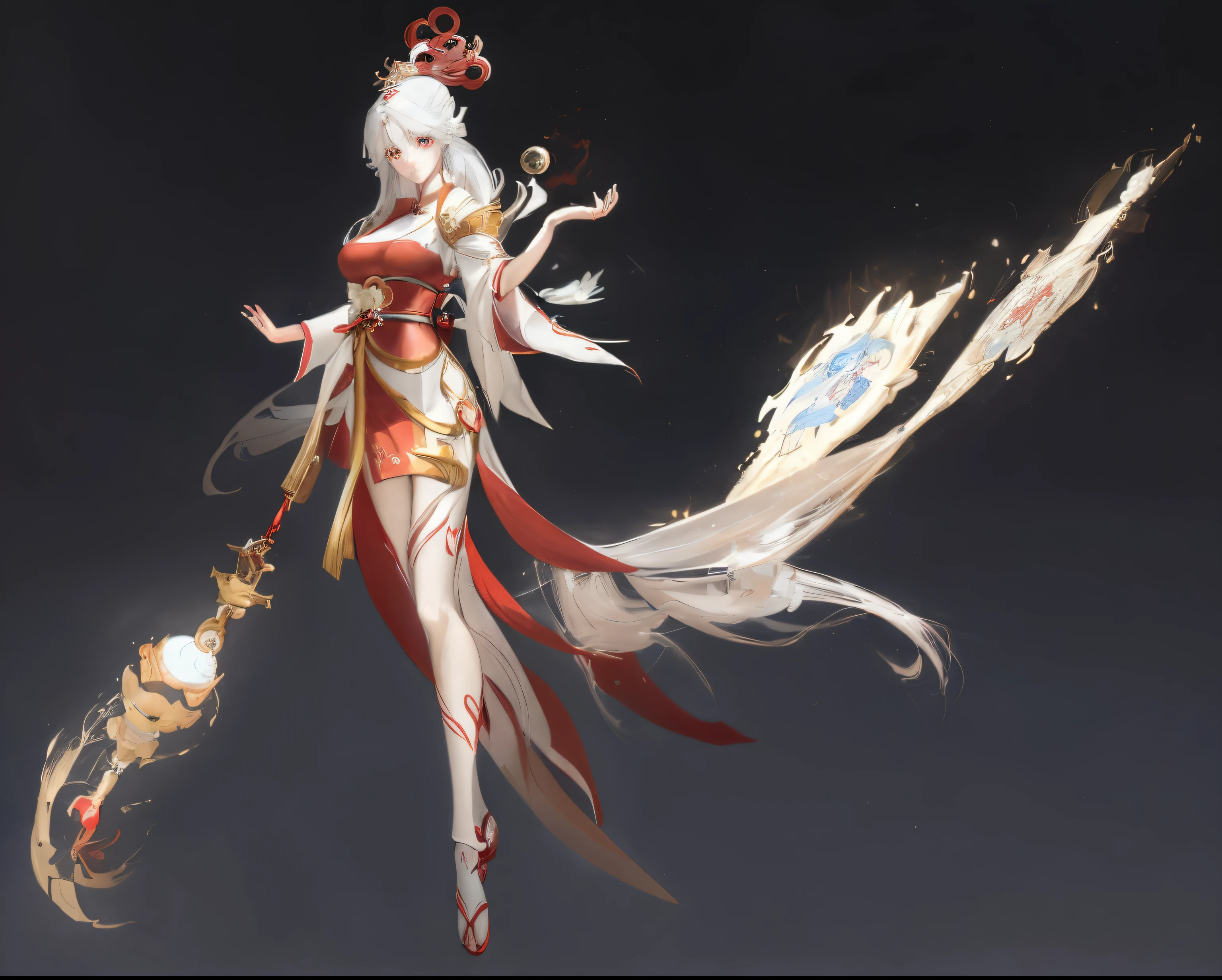 Anime - Chinese woman standing in unreal space in sexy hanfu and armor, seductive anime girl, sexy ancient female warrior, full body details, (big breasts 1.4), (long legs 1.1), [ 4 k digital art ]!, smooth anime CG art, female action anime girl, shiny white skin, SFW version, full body pose, perfect body