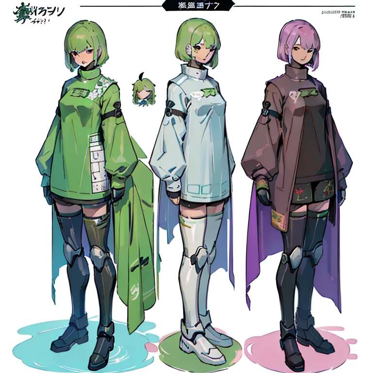 petite girl, robot horse,Type sheet, Character Sheets, Three types，Shot Full Body，Game Character Design，((Character information)、(Chara Leaf)、Type sheet, Character Sheets, Three types，Shot Full Body，((Character design sheet, same character, front, side)) Video game character design, pastel colours, Detailed Face