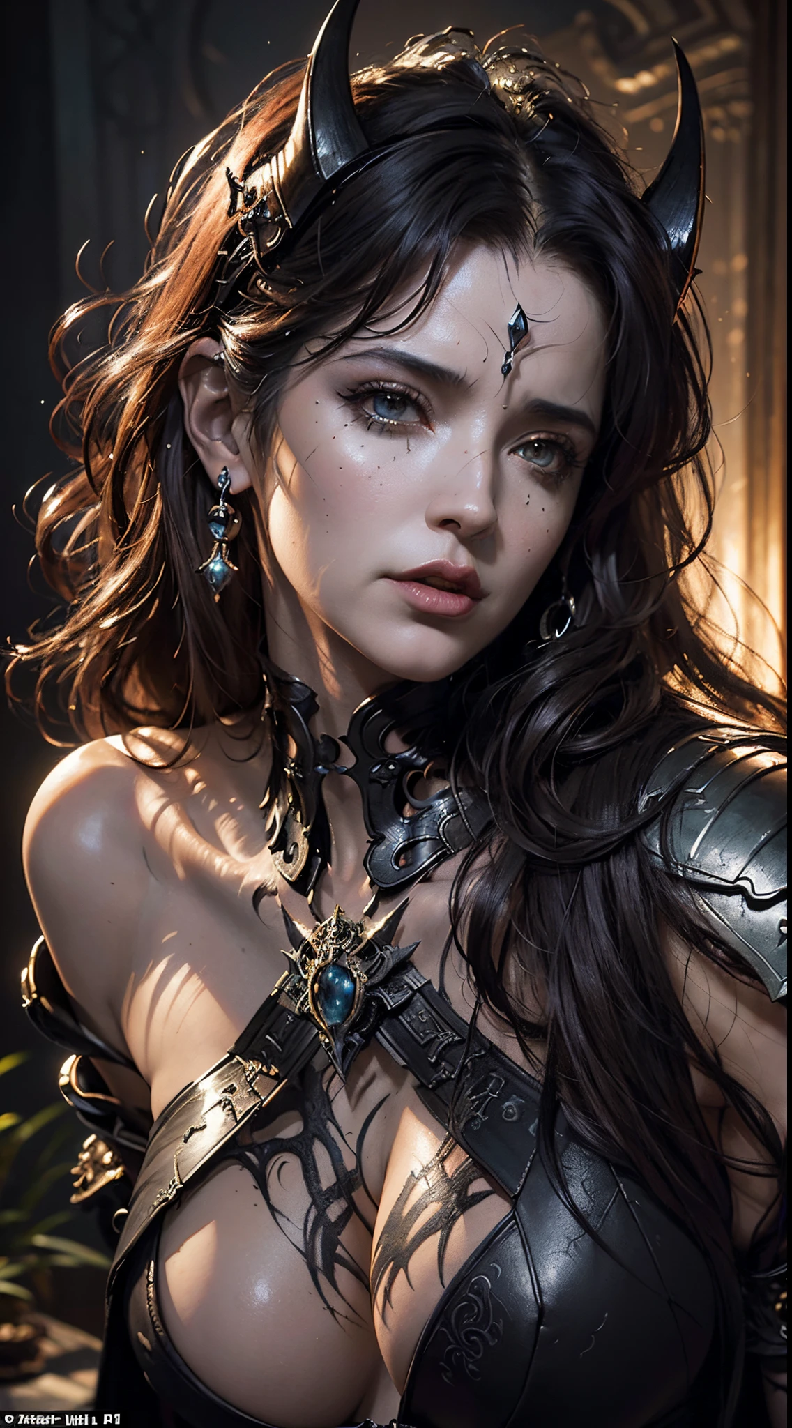 a stunningly intricate close up portrait (((luis royo and julie bell inspired fantasy mythological titan of the underworld death shadow being))) representing a (((sinister maniacal insanity))) that defies human form, with advanced photorealistic techniques applied, hyper-detailed features that are both unsettling and alluring, dressed in advanced metallic armor that complements its otherworldly appeal, with advanced lighting and hdr support, advanced shading techniques employed for a truly lifelike depiction, advanced rendering techniques such as subpixel anti-aliasing and ray tracing supported, created in a style that transcends this world