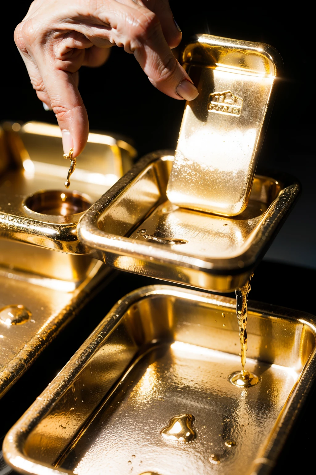 A large amount of gold ingots poured out