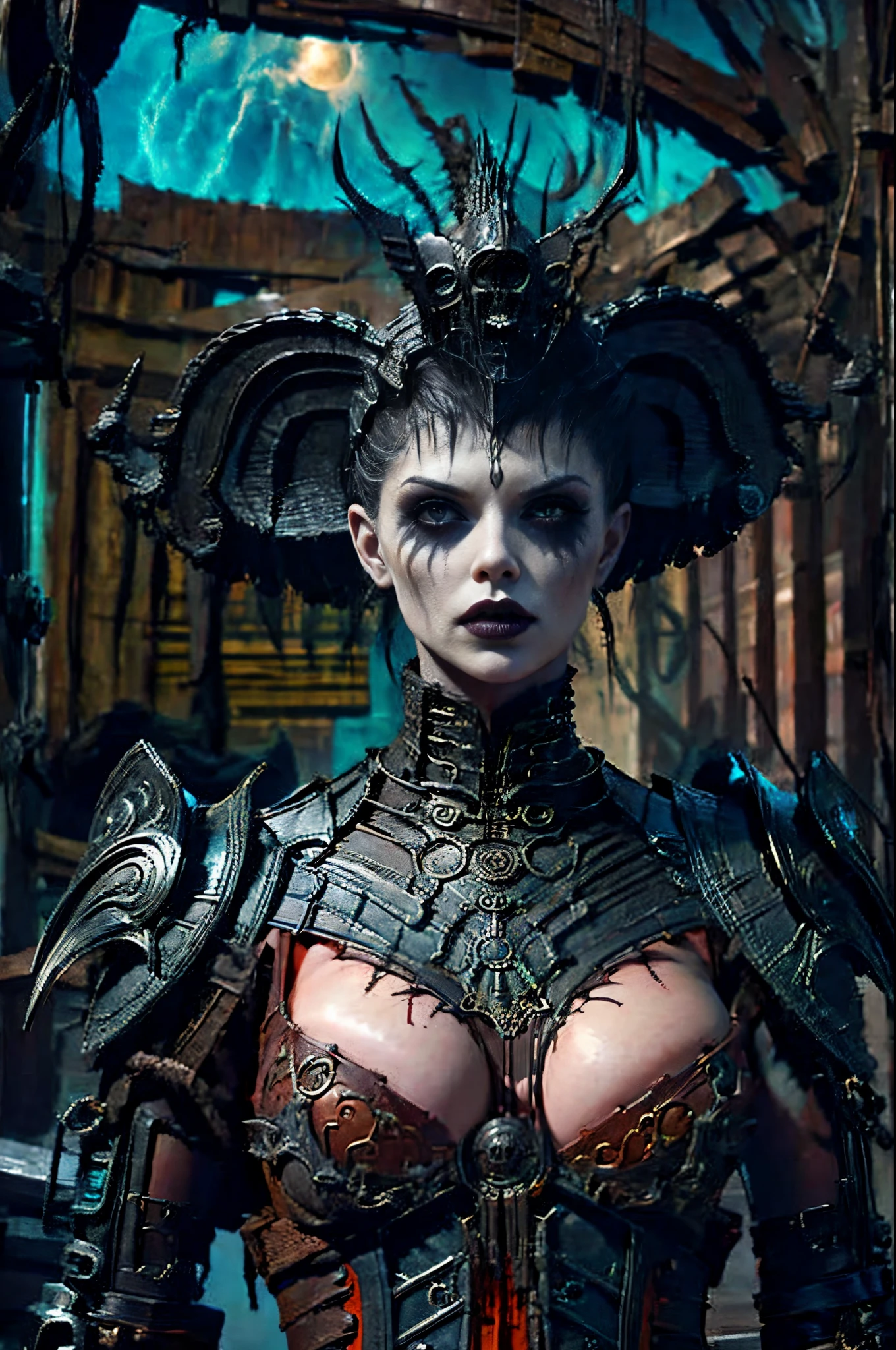Redraw aigchest,extremely large bosom,paleskin,pale skin tone,Gothic style clothing,Correct anatomy,related to screen content,