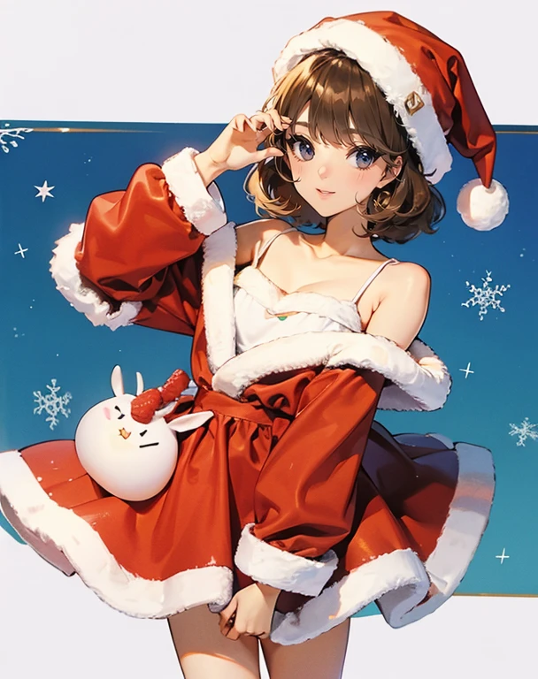 Standing cute、kawaii pose、Christmas、The costume、Cute、Cute look、Puff out cheeks