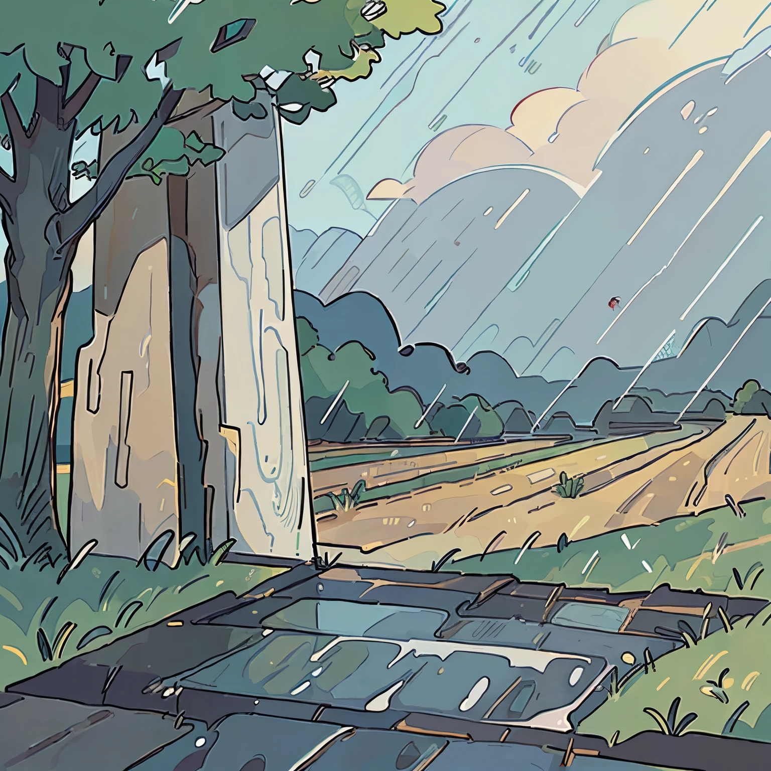 illustration of rain in nature, no people, no person, nature, sunny day