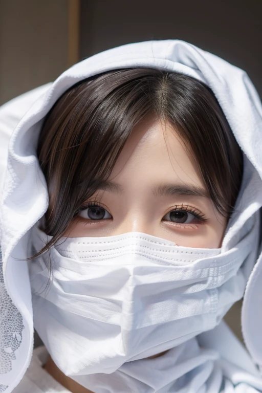 Eyes covered with gauze