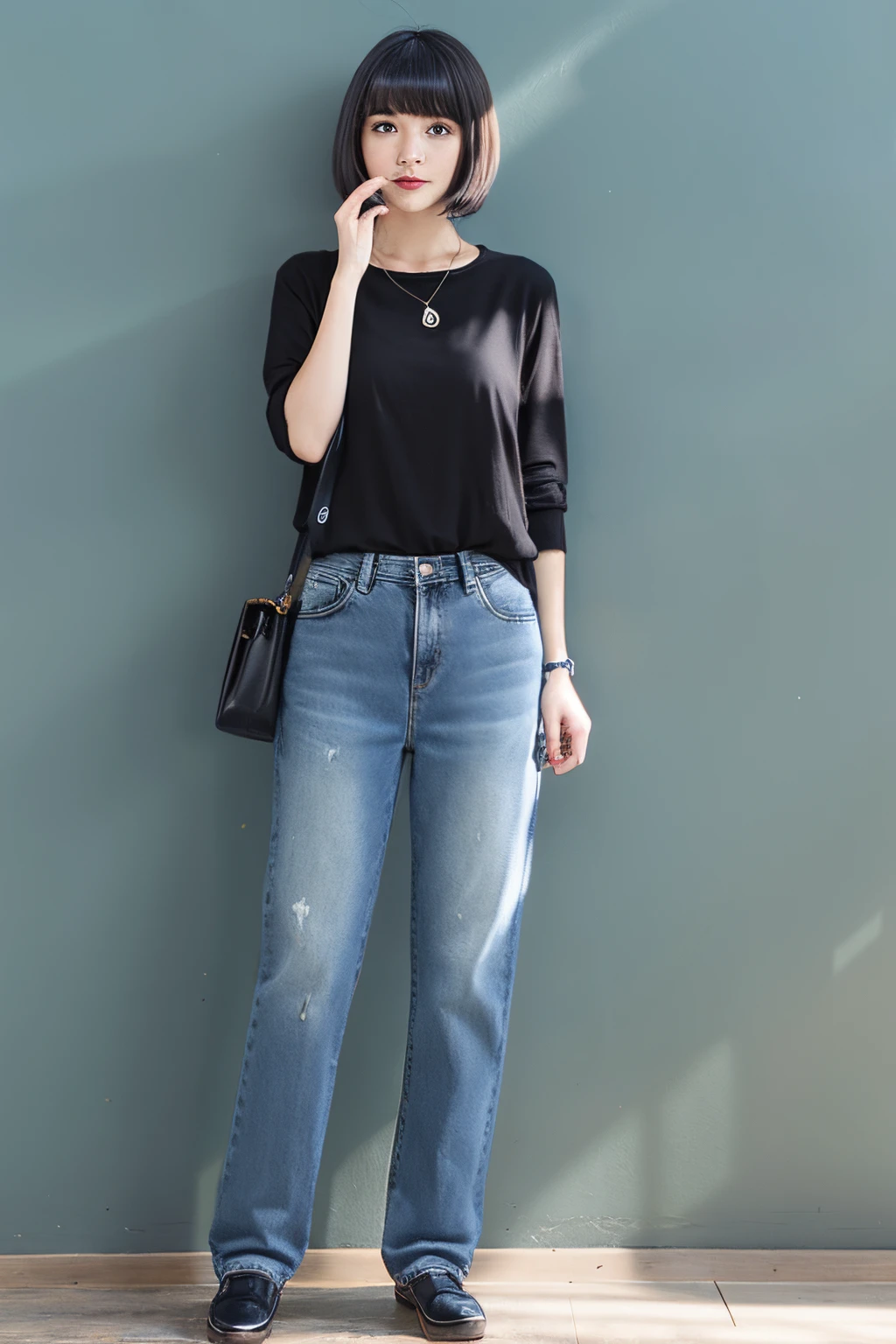 woman cameraman jeans bob cuts