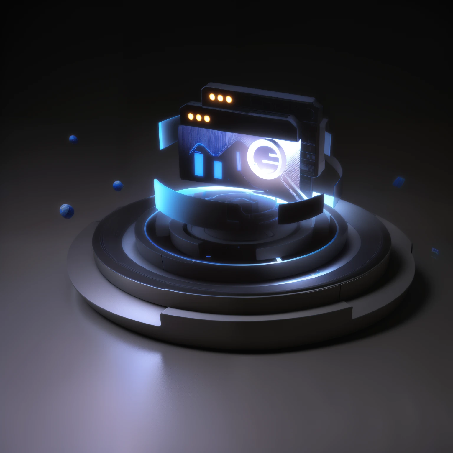 There a computer screen,There a magnification folder above, 3d matte illustration, Depicted as a 3D rendering, Lanzhen 3D rendering, 3d illustrations, 3d illustrations, Smooth 3D illustration, Smooth 3D illustration, blue circular hologram, 3D icon, stylized 3 d graphics, 3D isometric,Bright scenes,White background