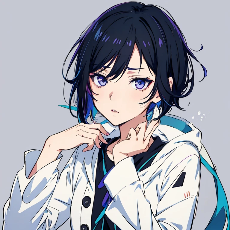 anime girl with black hair and blue-violet eyes wearing a white shirt, anime artstyle, sui ishida with black hair, 2 d anime style, rin, mikudayo, ( ( ( yoshinari yoh ) ) ), hatsune miku short hair, ilya kuvshinov with long hair, tsuaii, rei hiroe, shigenori soejima illustration, deadpan expression, emotionless expression