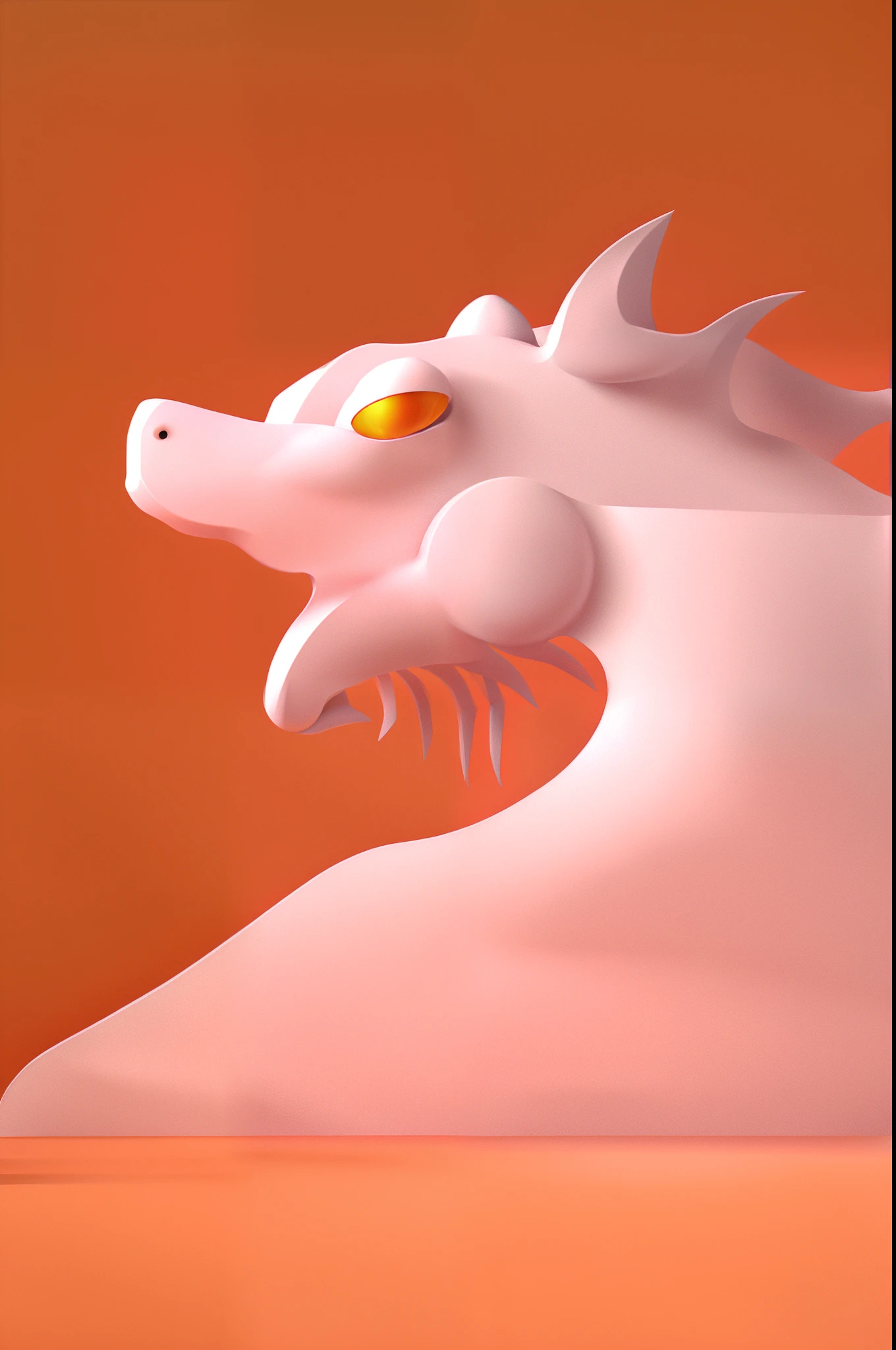 3D，c4d渲染，octaneratingrendering，reference behavior&interest，red minimalist background，White dragon