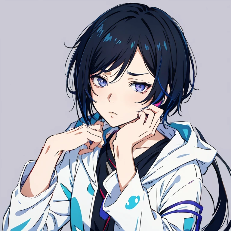 anime girl with black hair and blue-violet eyes wearing a white shirt, anime artstyle, sui ishida with black hair, 2 d anime style, rin, mikudayo, ( ( ( yoshinari yoh ) ) ), hatsune miku short hair, ilya kuvshinov with long hair, tsuaii, rei hiroe, shigenori soejima illustration, deadpan expression, emotionless expression